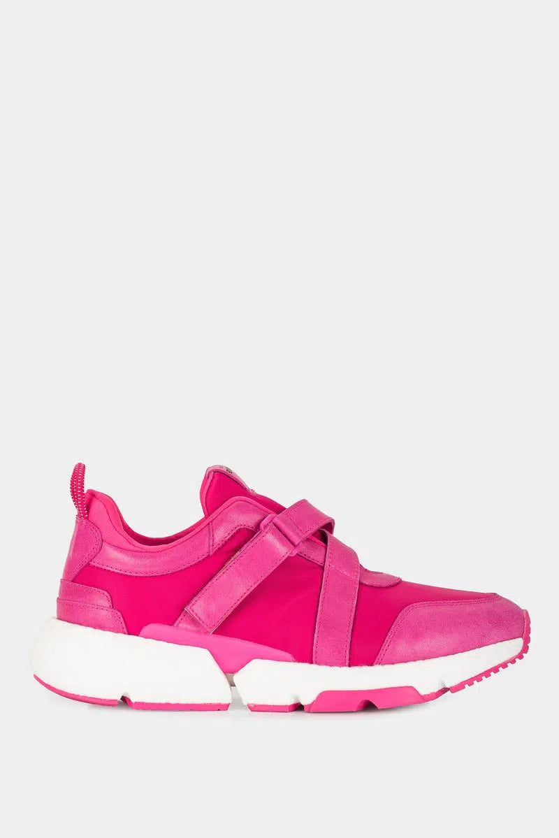 SNEAKERS MANZANO DE CUERO Y TEXTIL PARA MUJER AJUSTE EN VELCRO