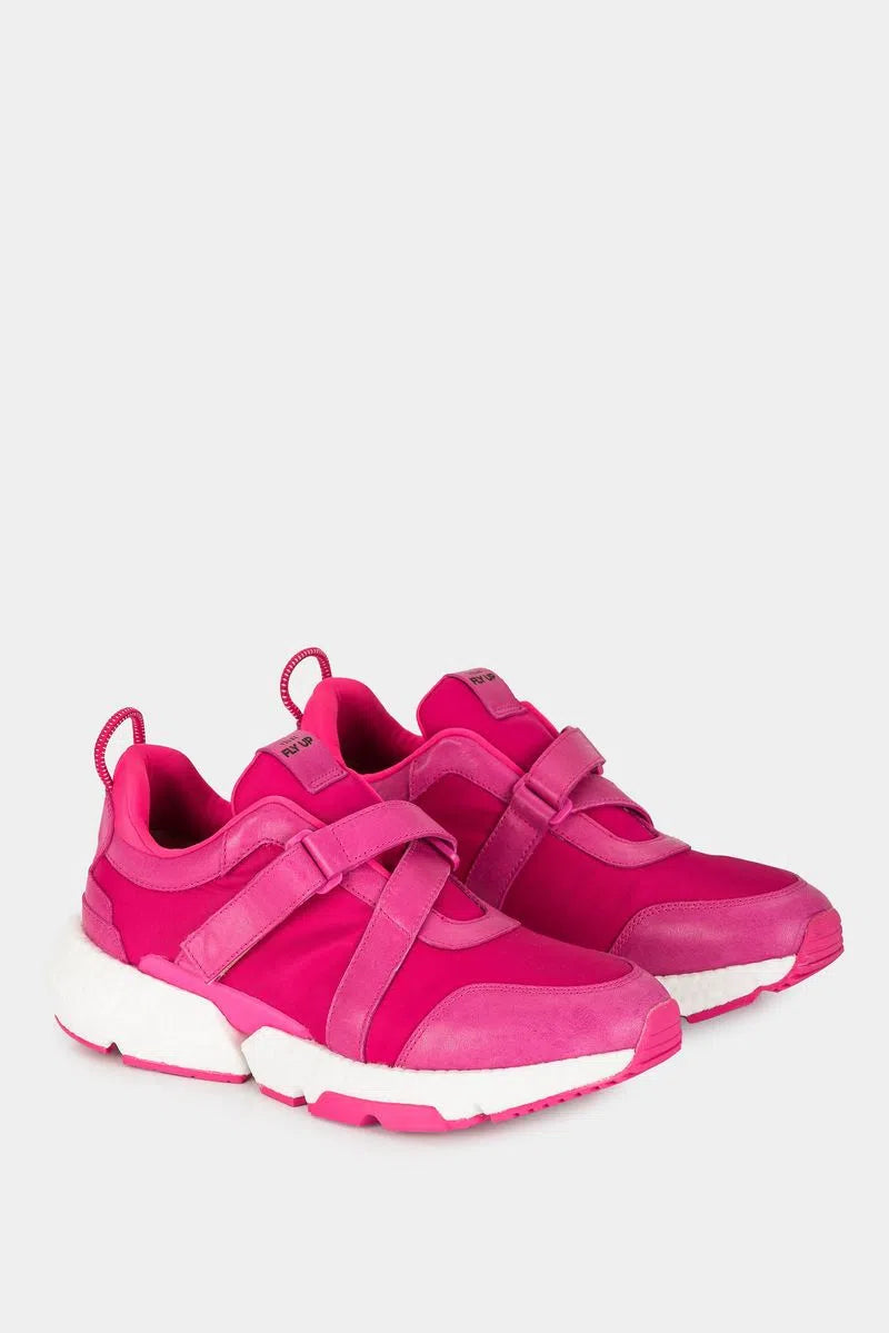 SNEAKERS MANZANO DE CUERO Y TEXTIL PARA MUJER AJUSTE EN VELCRO