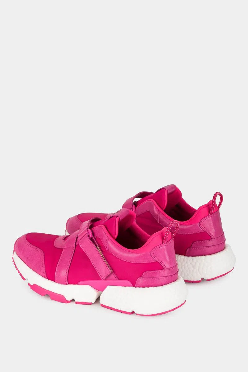 SNEAKERS MANZANO DE CUERO Y TEXTIL PARA MUJER AJUSTE EN VELCRO