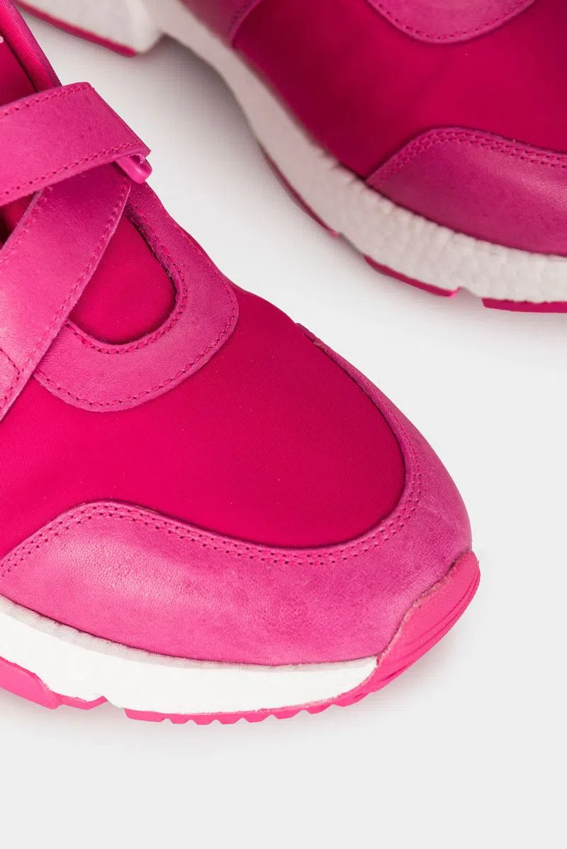 SNEAKERS MANZANO DE CUERO Y TEXTIL PARA MUJER AJUSTE EN VELCRO