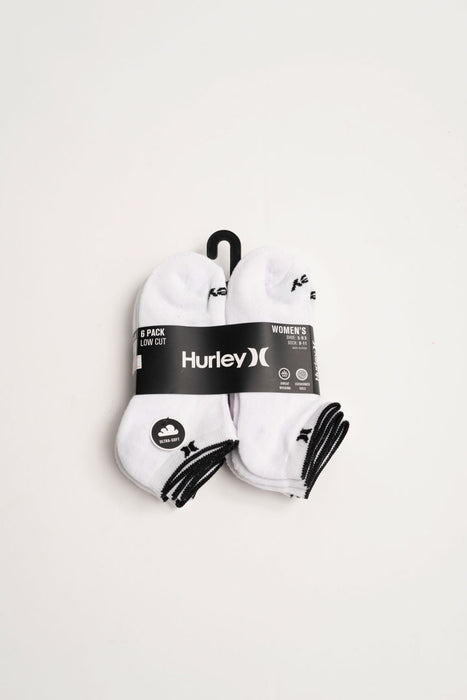 Calcetines de mujer Hurley 6PK blanco y negro